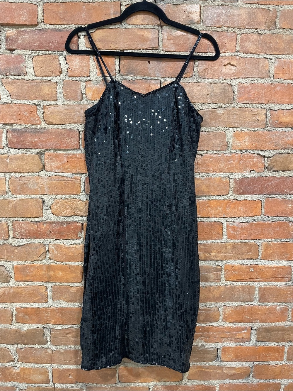 Vintage 90s | 100% Silk Sequin Slip Mini Dress | Size Small | Whimsigoth